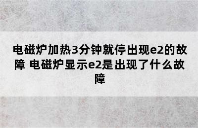 电磁炉加热3分钟就停出现e2的故障 电磁炉显示e2是出现了什么故障